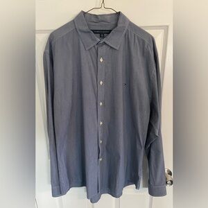 Tommy Hilfiger Men's Button Down Shirt- Blue White Pattern XL